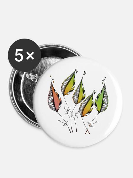 Blätter - Buttons groß 56 mm (5er Pack) - Weiß