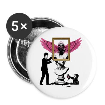 Masque et fragment ailés - Lot de 5 grands badges (56 mm) - blanc - Devant