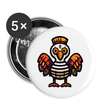 Truthahn Halloween Zombie - Buttons groß 56 mm (5er Pack) - Weiß - Vorne