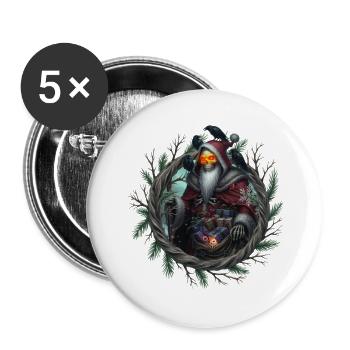 Santa Invierno's Skull - Buttons large 2.2''/56 mm (5-pack) - white - Front