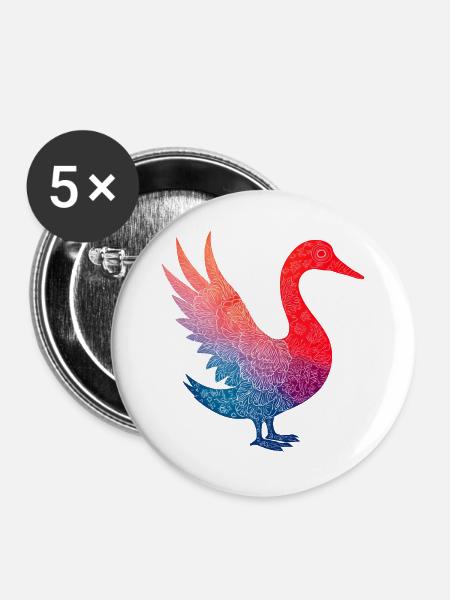 Buntes Flamingo-Blumenmuster - Buttons groß 56 mm (5er Pack) - Weiß