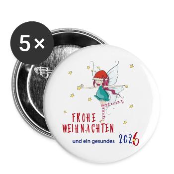 Joyeux Noël - Lot de 5 grands badges (56 mm) - blanc - Devant