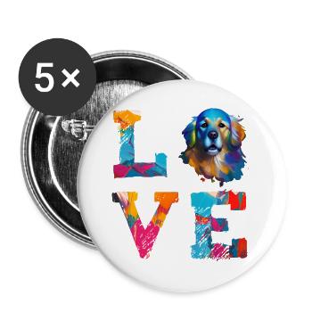 Golden Retriever Love Watercolor Art for Dog Lover - Buttons large 2.2''/56 mm (5-pack) - white - Front