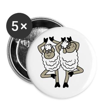 Schaf Paar Verärgert Gestört Baum Pose Yoga Rempel - Buttons large 2.2''/56 mm (5-pack) - white - Front