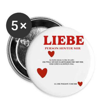 LIEBE Person Hinter mir - Buttons groß 56 mm (5er Pack) - Weiß - Vorne