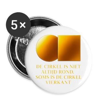 Cercle d’or vs design carré - Lot de 5 grands badges (56 mm) - blanc - Devant