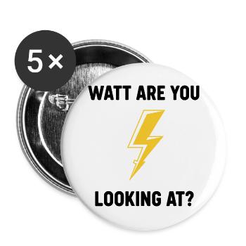 Watt Are You Looking At Bolt Design - Buttons large 2.2''/56 mm (5-pack) - white - Front