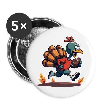 Thanksgiving Football Turkey - Buttons large 2.2''/56 mm (5-pack) - white - Front
