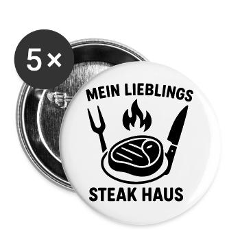 Steakhouse Nourriture pour steak - Lot de 5 grands badges (56 mm) - blanc - Devant