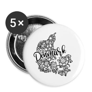 Dänemark Karte Mandala Hygge Kopenhagen - Buttons groß 56 mm (5er Pack) - Weiß - Vorne