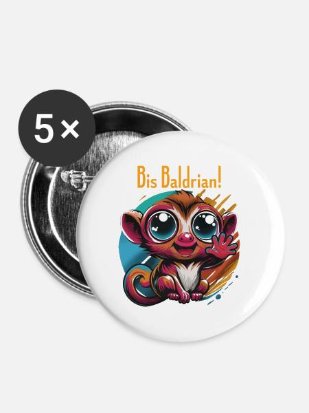 Bis Bald Monkey. Wortwitz. - Buttons groß 56 mm (5er Pack) - Weiß