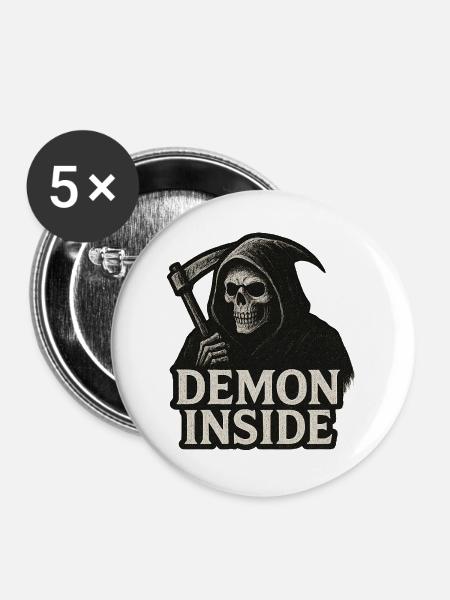 Dämon Innen Grim Reaper - Buttons groß 56 mm (5er Pack) - Weiß