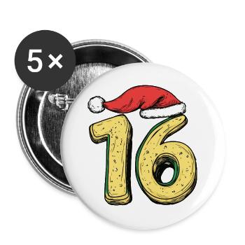 16 Number Cookie Christmas - Buttons large 2.2''/56 mm (5-pack) - white - Front