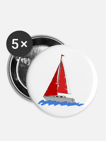 Segler - Buttons groß 56 mm (5er Pack) - Weiß