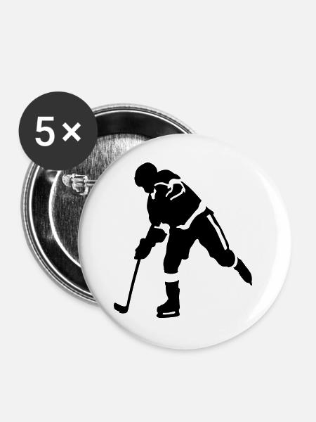 Eishockey - Buttons groß 56 mm (5er Pack) - Weiß