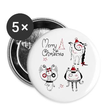 Weihnachtliche  Monster - Buttons groß 56 mm (5er Pack) - Weiß - Vorne