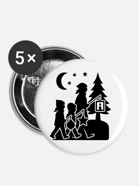 laterne laufen Kinder  - Buttons groß 56 mm (5er Pack) - Weiß