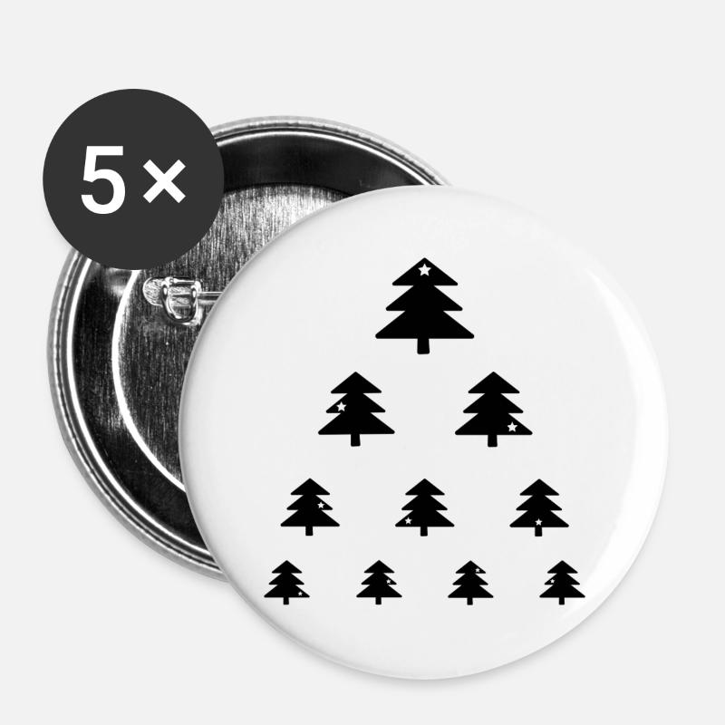 Weihnachtsbaum Sehtest - Buttons groß 56 mm (5er Pack) - Weiß