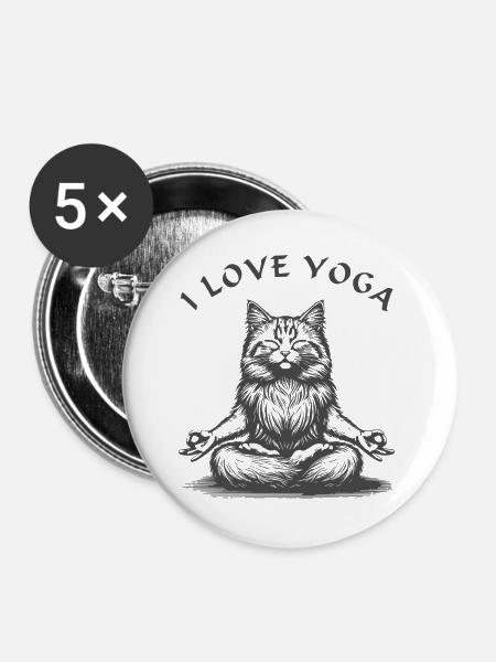 KatzenYoga Lotuspose - Buttons groß 56 mm (5er Pack) - Weiß