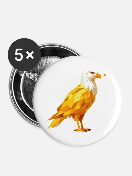 Adler - Buttons groß 56 mm (5er Pack) - Weiß