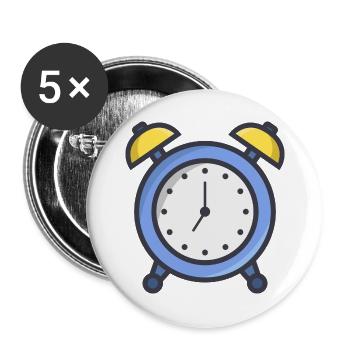 Wecker - Buttons groß 56 mm (5er Pack) - Weiß - Vorne