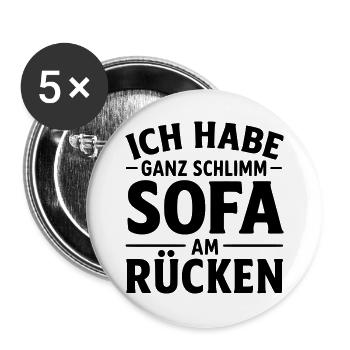 Sofa Chillmodus Sunday Mode Mood Sonntags Outfit - Buttons groß 56 mm (5er Pack) - Weiß - Vorne