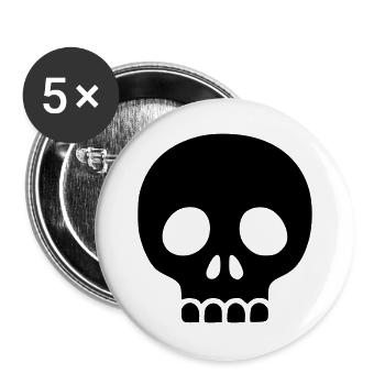 Totenkopf Vektor | Minimalistisches Schädel Symbol - Buttons groß 56 mm (5er Pack) - Weiß - Vorne