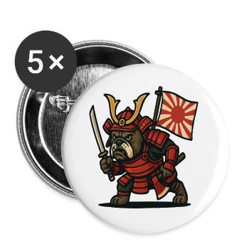 Samurai Bulldog Warrior Japan Armor Design - Buttons large 2.2''/56 mm (5-pack) - white - Front