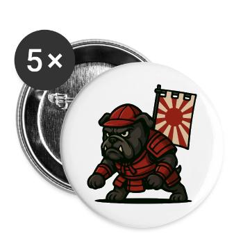 Bulldog Samurai Rising - Buttons large 2.2''/56 mm (5-pack) - white - Front