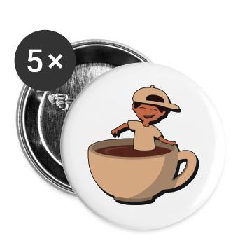 Éclaboussure de café Cup Buddy - Lot de 5 grands badges (56 mm) - blanc - Devant
