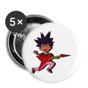 Explosion de guitare rocker pointue - Lot de 5 grands badges (56 mm) - blanc - Devant