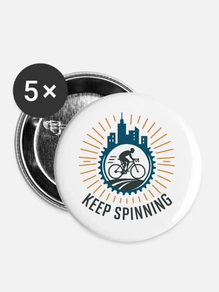 Fahrradfahren - Buttons groß 56 mm (5er Pack) - Weiß