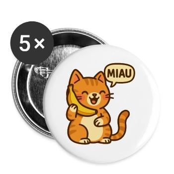 Cat on the phone - Buttons large 2.2''/56 mm (5-pack) - white - Front