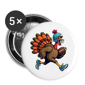 Thanksgiving Football Turkey - Buttons large 2.2''/56 mm (5-pack) - white - Front