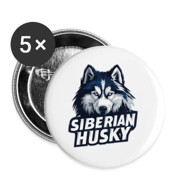 Siberian Husky Head Illustration - Buttons large 2.2''/56 mm (5-pack) - white - Front