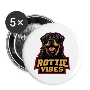 Rottweiler Kopf Rottie Vibes - Buttons groß 56 mm (5er Pack) - Weiß - Vorne