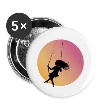 Silhouette de fille sur la balançoire au coucher du soleil - Lot de 5 grands badges (56 mm) - blanc - Devant