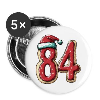 84 Numéro Biscuit Noël - Lot de 5 grands badges (56 mm) - blanc - Devant
