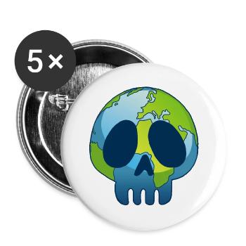 Le crâne de la planète Terre - Lot de 5 grands badges (56 mm) - blanc - Devant
