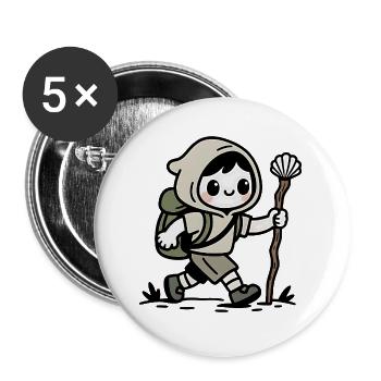 Pilger auf dem Jakobsweg - Buttons groß 56 mm (5er Pack) - Weiß - Vorne