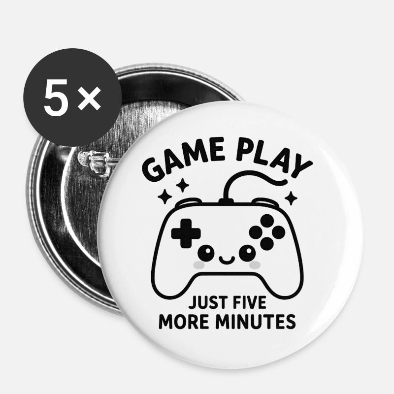 Playing time five minutes left - Buttons large 2.2''/56 mm (5-pack) - white