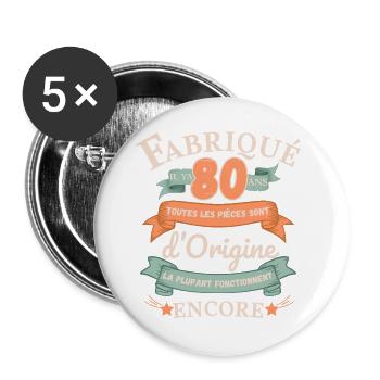 Made 80 Years Ago Genuine Parts - Buttons large 2.2''/56 mm (5-pack) - white - Front
