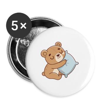 Cuddly Bear and Blue Pillow - Buttons large 2.2''/56 mm (5-pack) - white - Front