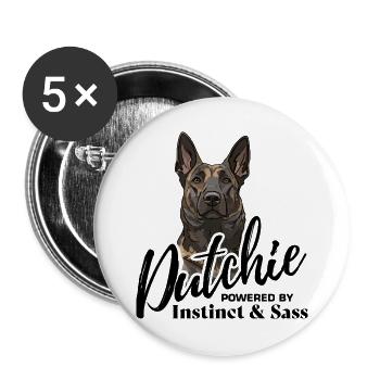 Berger hollandais - Dutchie - Lot de 5 grands badges (56 mm) - blanc - Devant