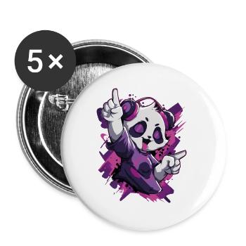 Party Panda Music Fun - Lot de 5 grands badges (56 mm) - blanc - Devant