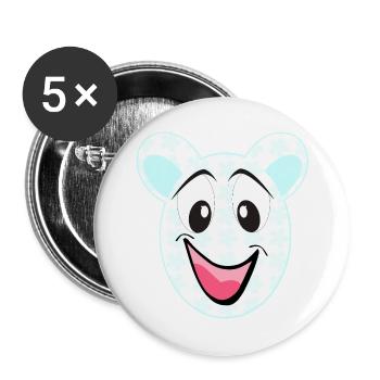 Ours souriant avec motif floral - Lot de 5 grands badges (56 mm) - blanc - Devant