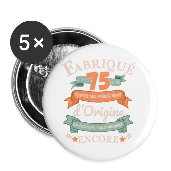 Vor 75 Jahren hergestellt Originalteile - Buttons groß 56 mm (5er Pack) - Weiß - Vorne