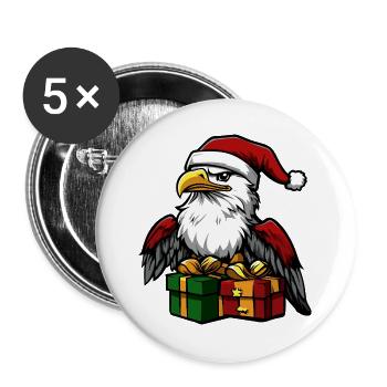 Cadeaux de Noël Eagle - Lot de 5 grands badges (56 mm) - blanc - Devant