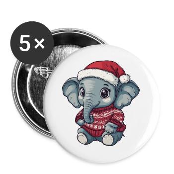 Elephant Christmas Xmas - Buttons large 2.2''/56 mm (5-pack) - white - Front