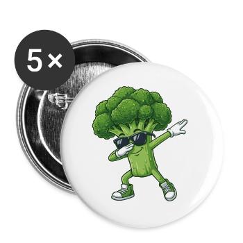 Funny Broccoli Dab Fitness - Buttons large 2.2''/56 mm (5-pack) - white - Front